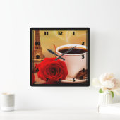 Square Wall Clock/Coffee Time in Parijs Vierkante Klok (Huis)