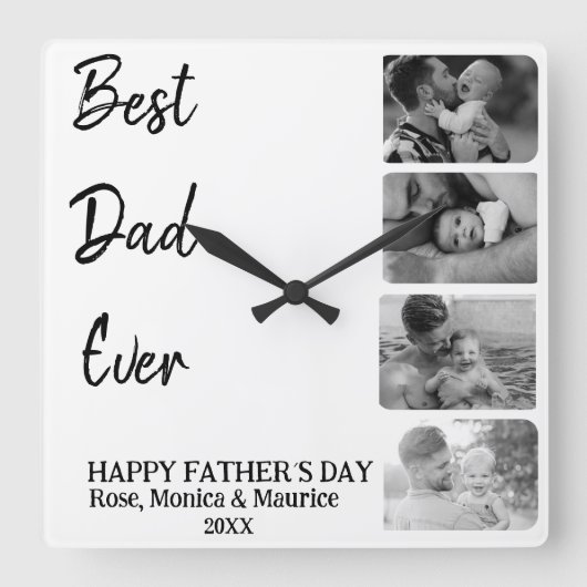 Square wall clock, personalized, father's day. vierkante klok (Voorkant)