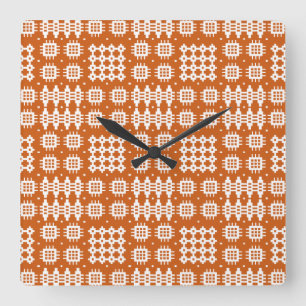 Square Wall Klock Welsh Tapestry Pattern Brick Red Vierkante Klok