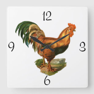 Square Wall-klok/Rooster Vierkante Klok