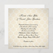 Square Wedding Invitation Oranje en Cream Kaart (Voorkant / Achterkant)