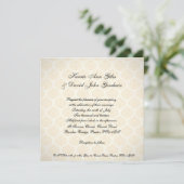 Square Wedding Invitation Oranje en Cream Kaart (Staand voorkant)