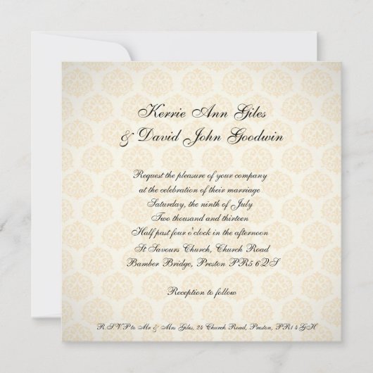 Square Wedding Invitation Oranje en Cream Kaart (Voorkant)