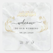 Square Wedding Sticker Welkom op onze dag (Voorkant)