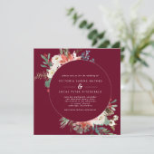 Square Winter Berry Floral Wedding Invitation Kaart (Staand voorkant)