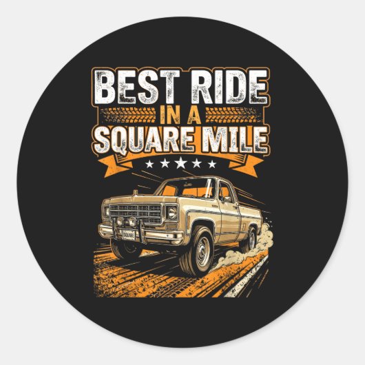 Squarebody Truck Ronde Sticker (Voorkant)