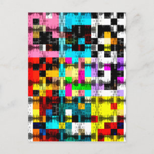 Squares Geometrische kleurrijke abstracte kunst Briefkaart