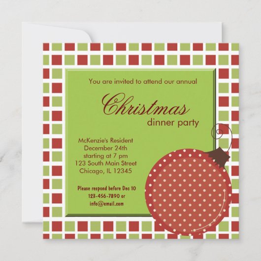 Squares Kerstdiner Kaart (Voorkant)