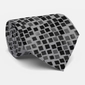 Squares v2 - zwart op grijs stropdas (Opgerold)
