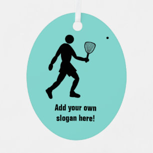 Squash- of racketbalspeler en jouw tekst metalen ornament