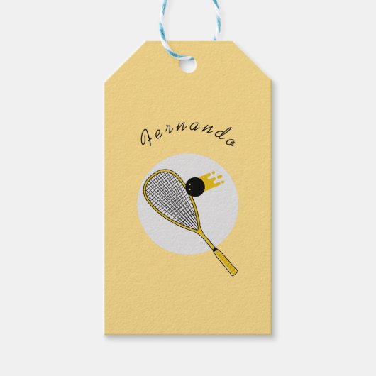 Squash Player Coach Racket & Ball Kinder Name Cadeaulabel (Voorkant)