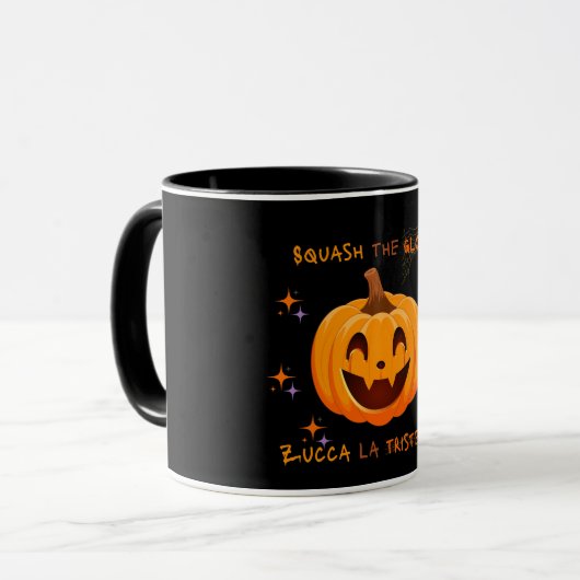Squash the Gloom Halloween Mok – Zucca la Tristezz (Voorkant links)