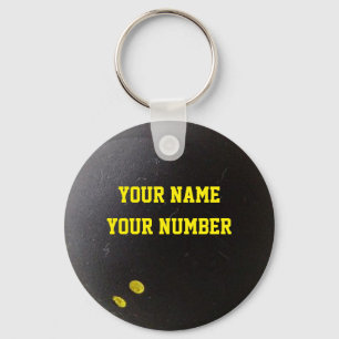 Squashball Sleutelhanger ID Label JOUW NAAM & numm