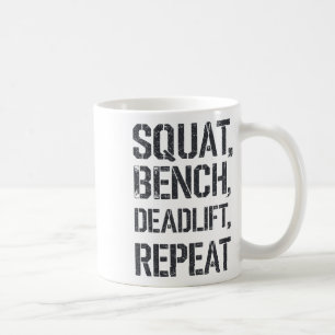 Squat Bench Deadlift Herhaal Gym T-shirt Gewichthe Koffiemok