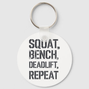 Squat Bench Deadlift Herhaal Gym T-shirt Gewichthe Sleutelhanger