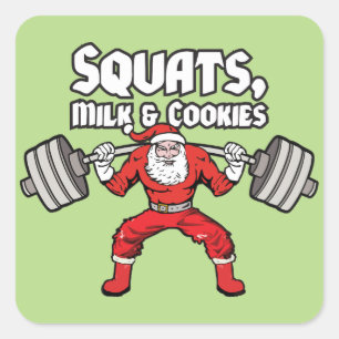 Squat, Milk and Cookies - Santa Claus Vierkante Sticker