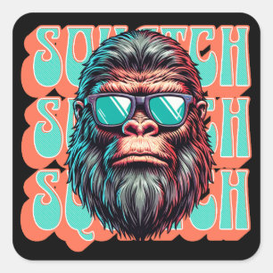  Squatch Retro Style Comic Pop Art Vierkante Sticker