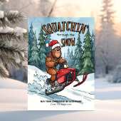 Squatchin' through the Snow Bigfoot Christmas Feestdagenkaart