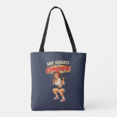 Squats Conquer Funny Retro Pin-Up Motivational Gym Draagtas (Achterkant)
