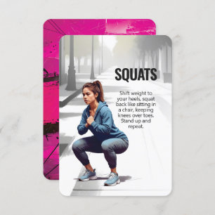 Squats Fitness Kaart met Roze Rug