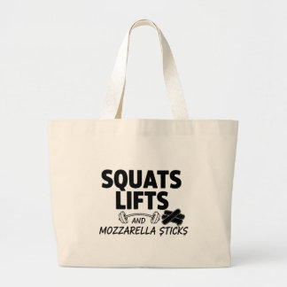 Squats Lifts and Mozzarella Sticks Funny Gym Tote 