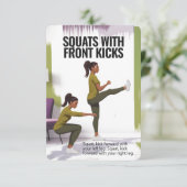 Squats met Kicks Fitness Kaart met Blue Backing (Staand voorkant)