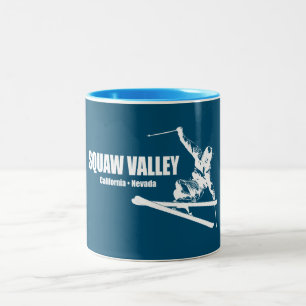 Squaw Valley Ski Resort Skier Tweekleurige Koffiemok