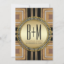 Squazi ArtDeco Goud Zwart Cocktail Feestje Kaart