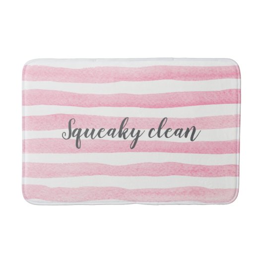 Squeaky Clean roze streep waterverf badmat (Voorkant)