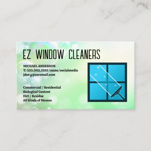Squeegee Window Logo | schoonmaakmiddelen Visitekaartje (Voorkant)