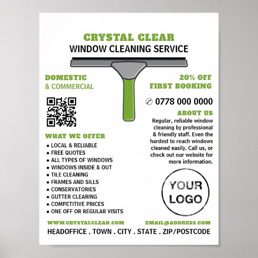 Squeegee, Windows Cleaner, Cleaner, Cleaning Servi Poster (Voorkant)