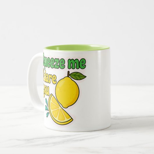 Squeeze Me, I Dare You™ Funny Lemon Mug – Two-Tone (Devant gauche)