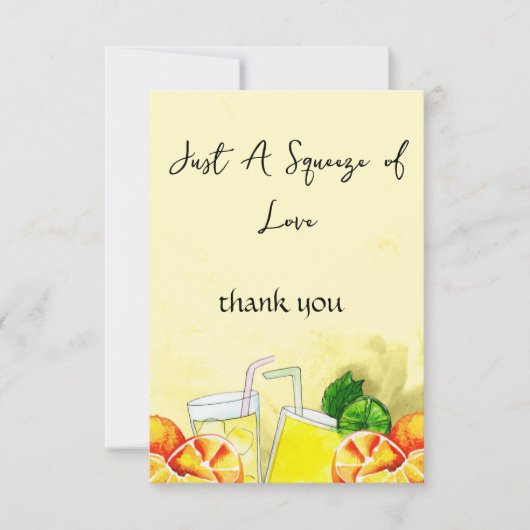 Squeeze of Love Citroenlimonade Citroen Bruiloft F Bedankkaart (Voorkant)