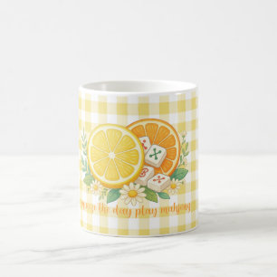 Squeeze the Day Citrus Gingham Mahjong Koffiemok