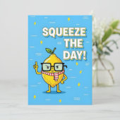 Squeeze the Day funny lemon pun gift Bedankkaart (Staand voorkant)