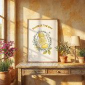 Squeeze The Day Lemon Kitchen Wall Art Poster