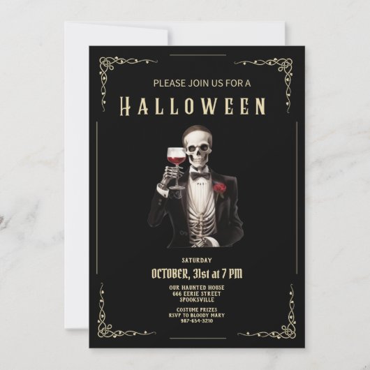Squelette Adulte Halloween Fête Invitation (Devant)