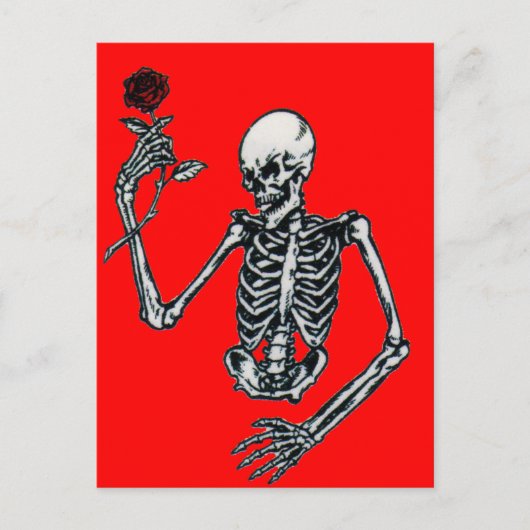 Squelette Avec Carte Postale Rose (Devant)