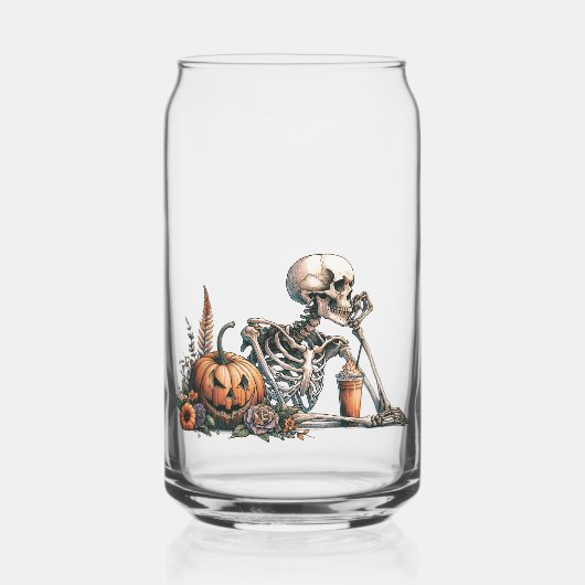 Squelette avec citrouille et boire. Halloween (Verso)