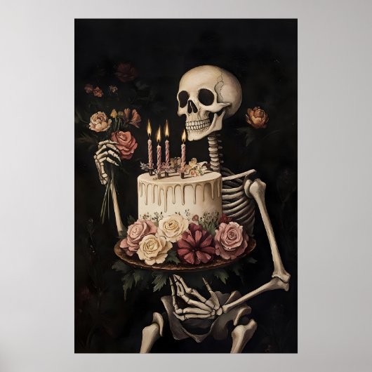 Squelette avec impression de gâteau et de fleurs, (Devant)