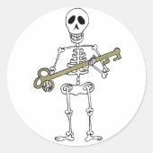 Squelette avec squelette Clé Classic Sticker rond (Devant)
