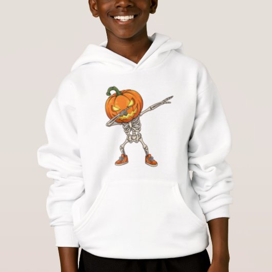 Squelette avec tête Citrouille Dab Dance Halloween (Devant)