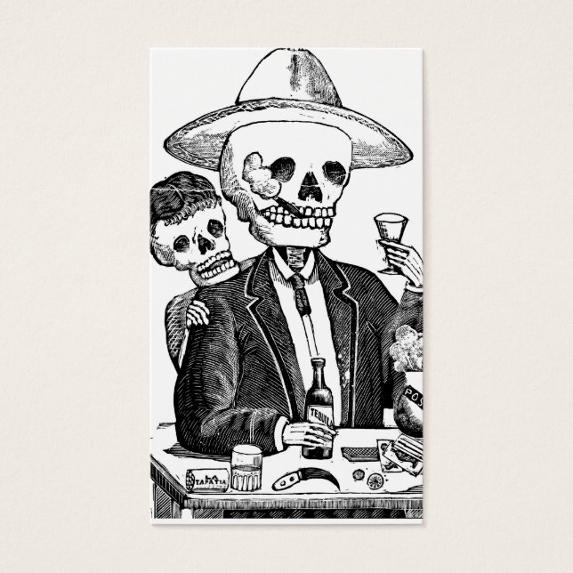 Squelette Boire de la Tequila et Fumer, Mexique (Devant)