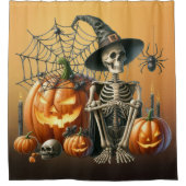 Squelette Citrouille Halloween rideau de douche (Devant)