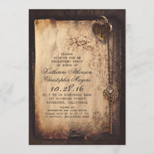 squelette clé coeur lock invitation