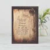 squelette clé coeur serrure nuptiale invitations (Debout devant)