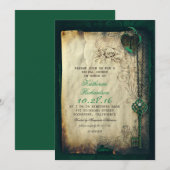 squelette clé coeur serrure nuptiale invitations (Devant / Derrière)