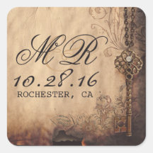 squelette clé vintage mariage stickers