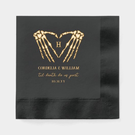 Squelette Coeur Monogramme Goth Halloween Mariage (Recto)