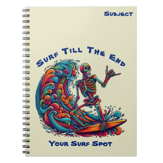 Squelette coloré Surfeur - Carnet (Devant)